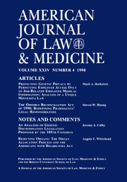 American Journal of Law & Medicine Volume 24 - Issue 4 -