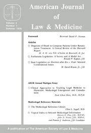 American Journal of Law & Medicine Volume 2 - Issue 1 -