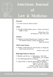 American Journal of Law & Medicine Volume 2 - Issue 2 -