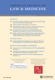 American Journal of Law & Medicine Volume 47 - Issue 2-3 -