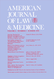 American Journal of Law & Medicine Volume 4 - Issue 2 -