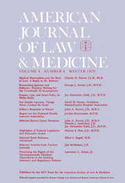 American Journal of Law & Medicine Volume 4 - Issue 4 -
