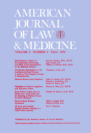 American Journal of Law & Medicine Volume 5 - Issue 3 -