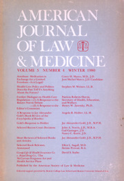 American Journal of Law & Medicine Volume 5 - Issue 4 -