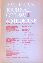 American Journal of Law & Medicine Volume 6 - Issue 2 -