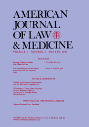 American Journal of Law & Medicine Volume 7 - Issue 4 -