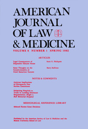 American Journal of Law & Medicine Volume 8 - Issue 1 -