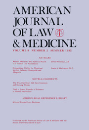 American Journal of Law & Medicine Volume 8 - Issue 2 -