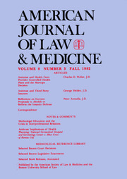 American Journal of Law & Medicine Volume 8 - Issue 3 -