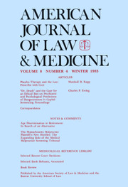 American Journal of Law & Medicine Volume 8 - Issue 4 -