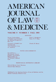 American Journal of Law & Medicine Volume 9 - Issue 3 -