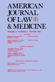 American Journal of Law & Medicine Volume 9 - Issue 4 -