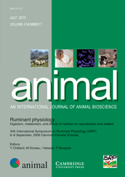 animal Volume 4 - Issue 7 -  XIth International Symposium on Ruminant Physiology (ISRP), 6–9 September, 2009 Clermont-Ferrand (France)