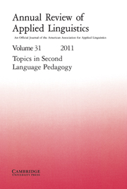 Annual Review Of Applied Linguistics: Volume 31 - | Cambridge Core