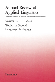 Annual Review of Applied Linguistics Volume 31 - Issue  -