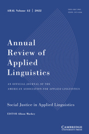 Annual Review of Applied Linguistics Volume 42 - Issue  -