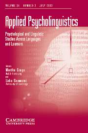 Applied Psycholinguistics Volume 24 - Issue 3 -