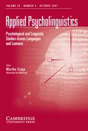 Applied Psycholinguistics Volume 28 - Issue 4 -
