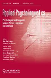 Applied Psycholinguistics Volume 29 - Issue 1 -