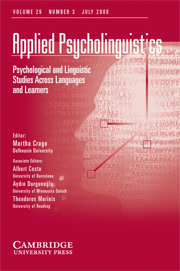 Applied Psycholinguistics Volume 29 - Issue 3 -