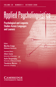 Applied Psycholinguistics Volume 29 - Issue 4 -