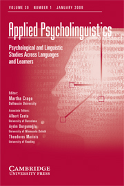 Applied Psycholinguistics Volume 30 - Issue 1 -