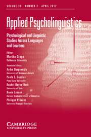 Applied Psycholinguistics Volume 33 - Issue 2 -