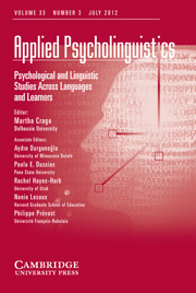 Applied Psycholinguistics Volume 33 - Issue 3 -