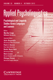 Applied Psycholinguistics Volume 33 - Issue 4 -