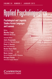 Applied Psycholinguistics Volume 34 - Issue 1 -