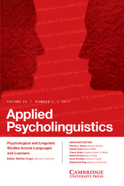 Applied Psycholinguistics Volume 38 - Issue 1 -
