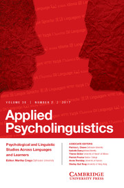 Applied Psycholinguistics Volume 38 - Issue 2 -