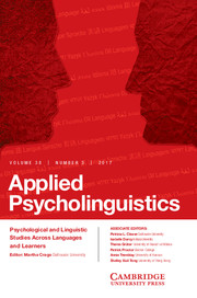 Applied Psycholinguistics Volume 38 - Issue 3 -