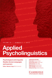 Applied Psycholinguistics Volume 39 - Issue 5 -