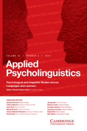 Applied Psycholinguistics Volume 42 - Issue 3 -