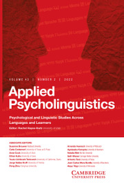 Applied Psycholinguistics Volume 43 - Issue 2 -