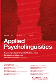 Applied Psycholinguistics Volume 43 - Issue 3 -