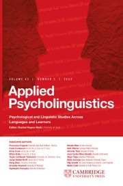 Applied Psycholinguistics Volume 43 - Issue 5 -