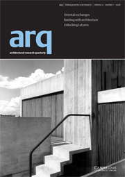 arq: Architectural Research Quarterly Volume 12 - Issue 1 -