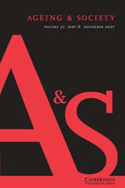 Ageing & Society Volume 27 - Issue 6 -