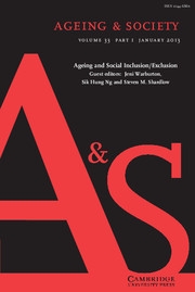 Ageing & Society Volume 33 - Issue 1 -  Ageing and Social Inclusion/Exclusion