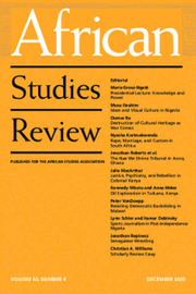 African Studies Review Volume 63 - Issue 4 -