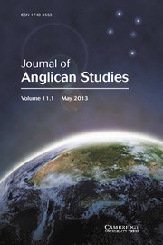 Journal of Anglican Studies Volume 11 - Issue 1 -