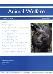 Animal Welfare Volume 16 - Issue 3 -