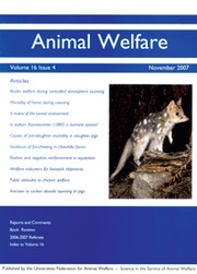 Animal Welfare Volume 16 - Issue 4 -