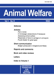 Animal Welfare Volume 1 - Issue 4 -