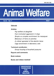 Animal Welfare Volume 6 - Issue 1 -
