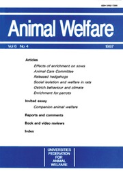 Animal Welfare Volume 6 - Issue 4 -