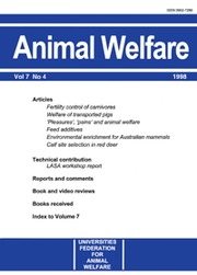 Animal Welfare Volume 7 - Issue 4 -