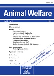 Animal Welfare Volume 8 - Issue 4 -  Special Issue: Genetics and Animal Welfare